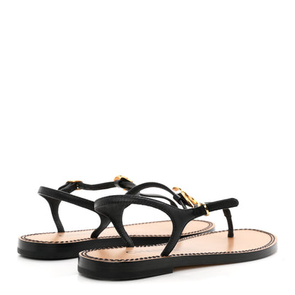 Gucci CHANEL Lambskin CC Thong Sandals 35 38 Black Gold 5 of 9