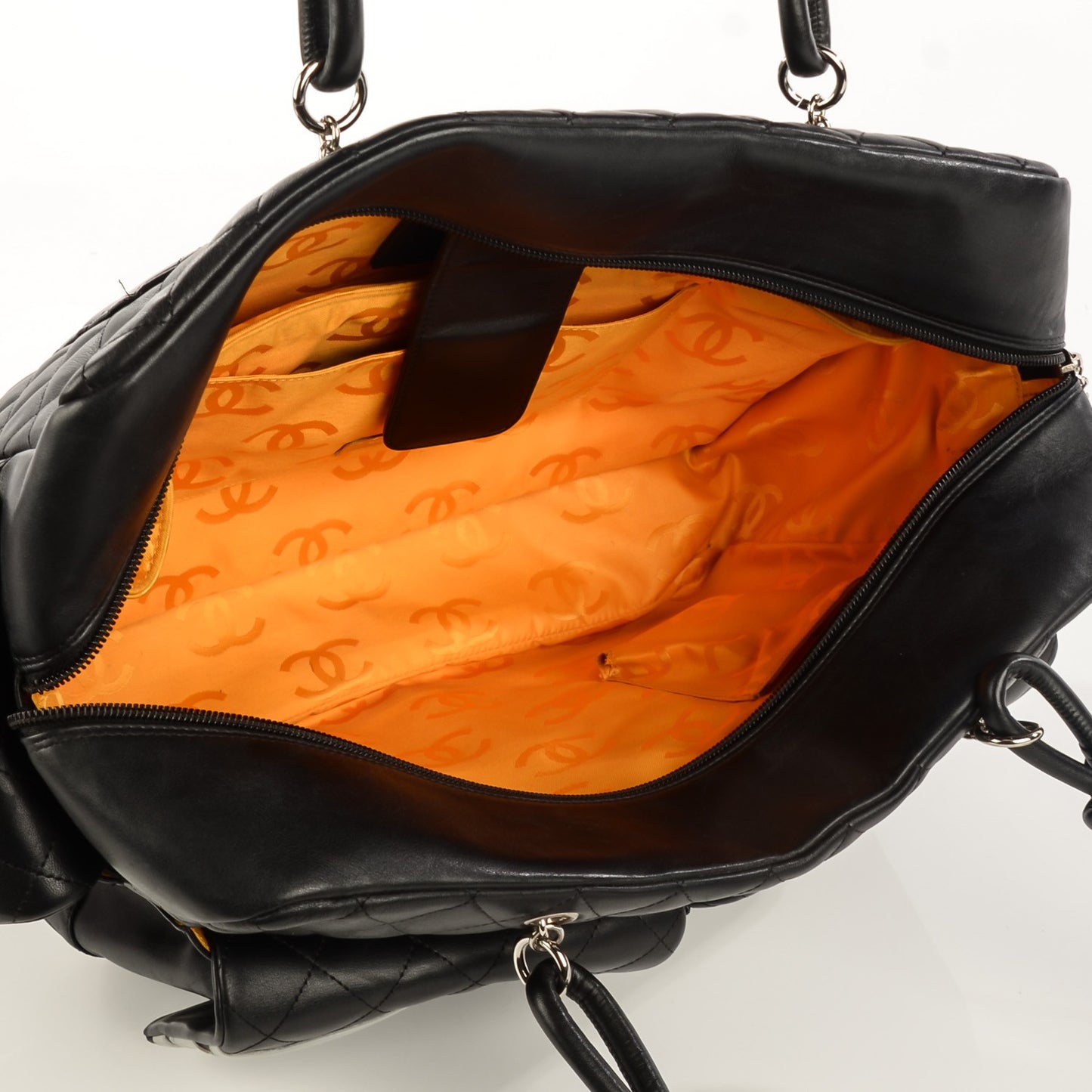 Calfskin Quilted XL Cambon Multipocket Reporter Black White