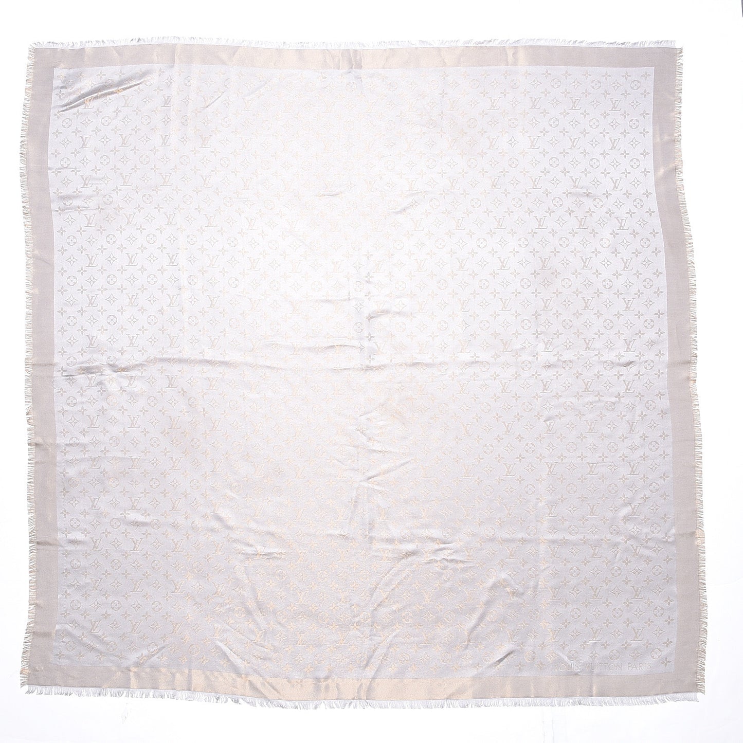 Silk Lurex Wool Monogram Shine Shawl Charcoal Greige