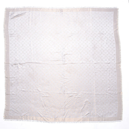 Louis Vuitton Silk Lurex Wool Monogram Shine Shawl Charcoal Greige 3 of 7