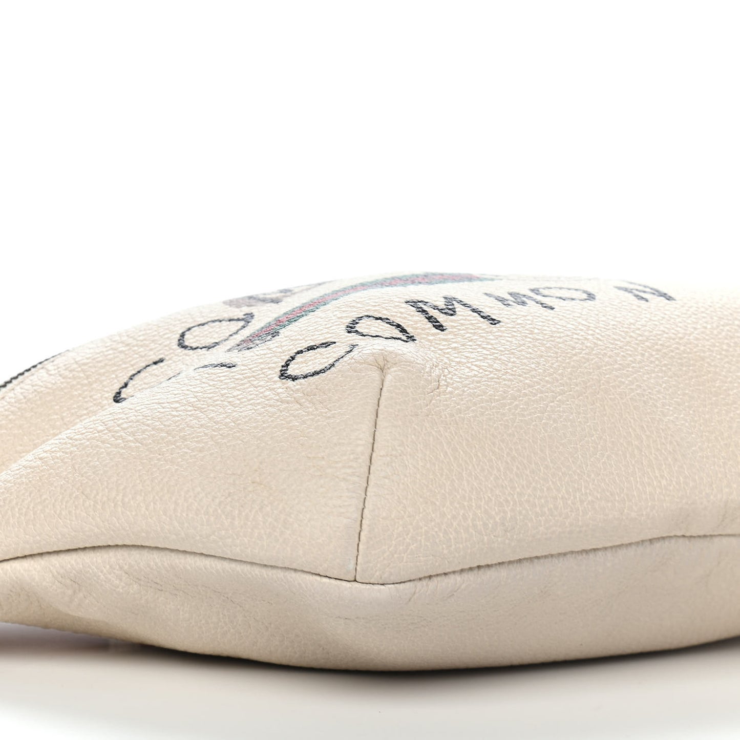 Grained Calfskin Coco Capitan Logo Belt Bag White