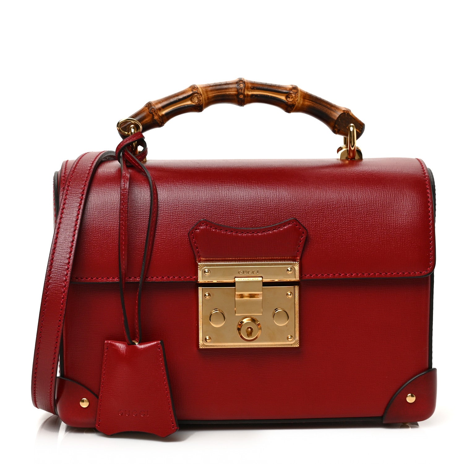 Gucci Azalea Calfskin Small Padlock Bamboo Shoulder Bag Romantic Cerise 1 of 9