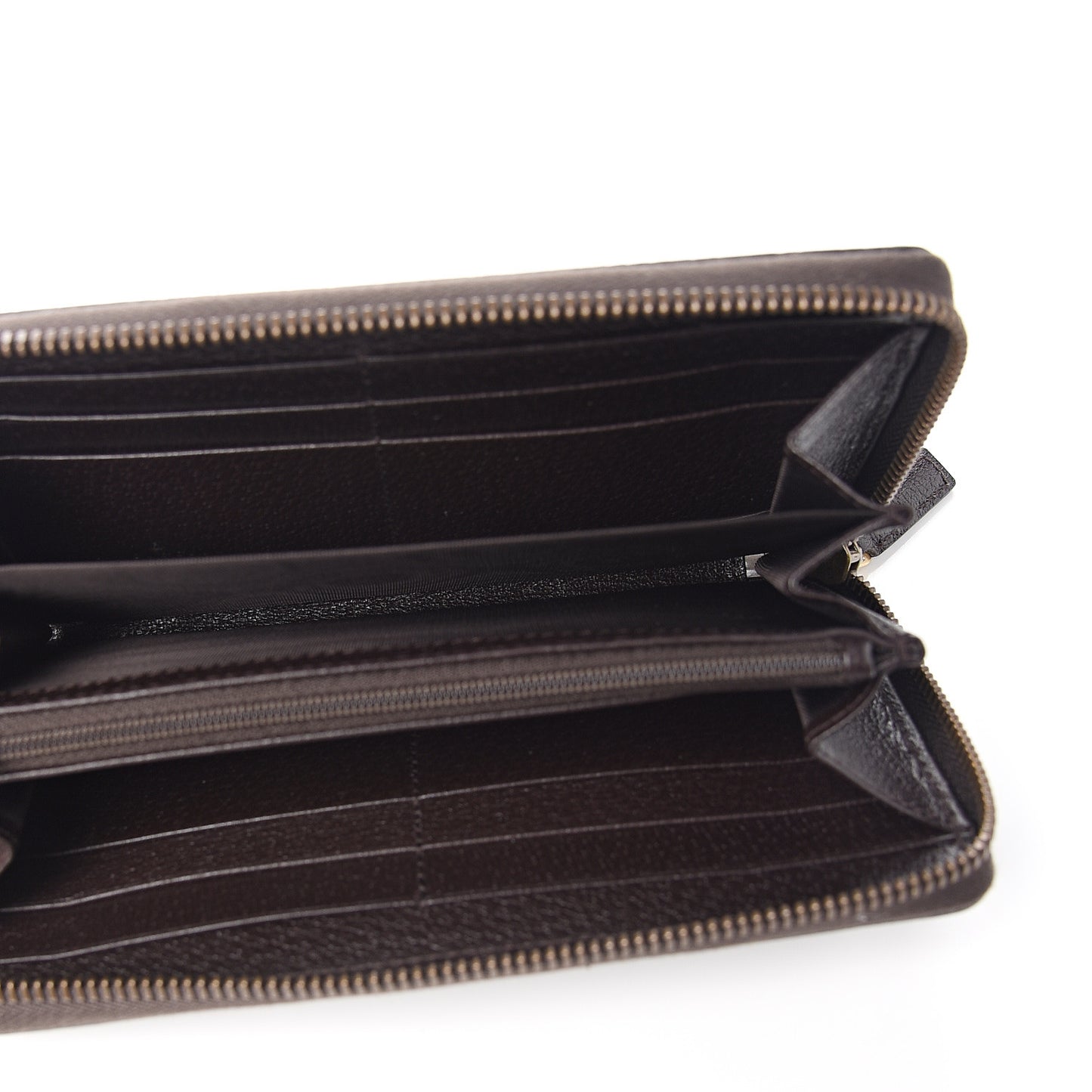 Dollar Calfskin Boar Effect GG Marmont Zip Around Wallet Dark Cocoa