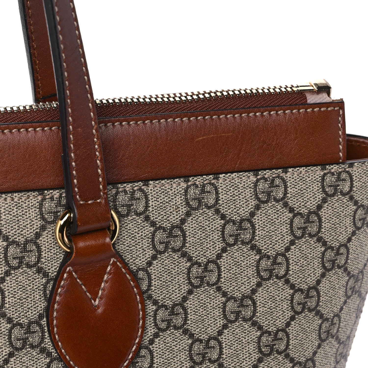 Gucci GG Supreme Monogram Medium Zippered Bucket Tote Beige Tuscany 13 of 17