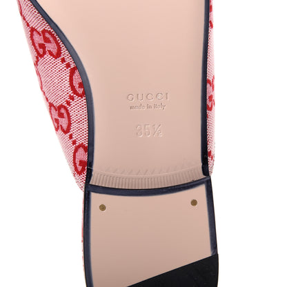 Gucci Canvas GG Monogram Horsebit Womens Princetown Slippers 35.5 Gardenia Hibiscus Red 9 of 11