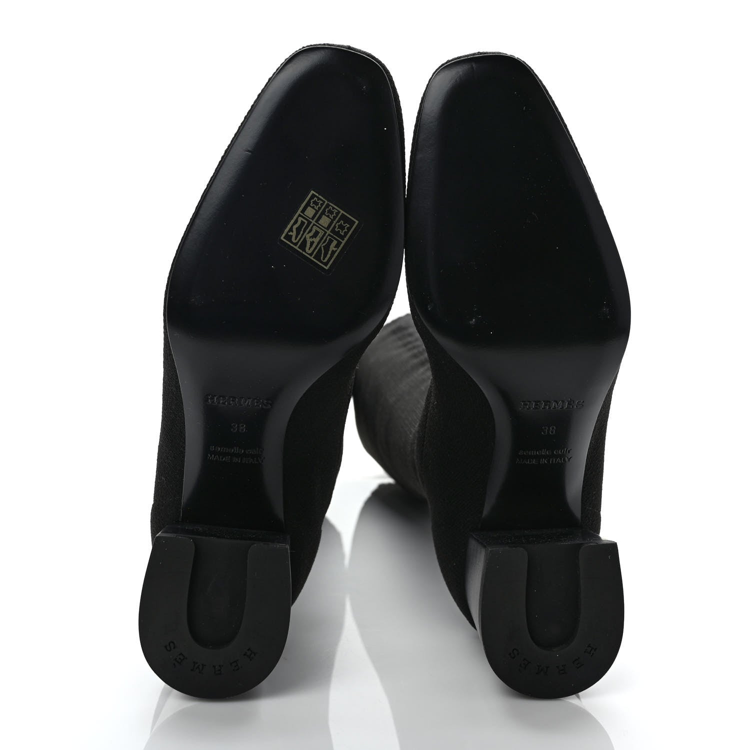 Hermes Knit Calfskin Fontaine 60 Boots 38 Black 6 of 8
