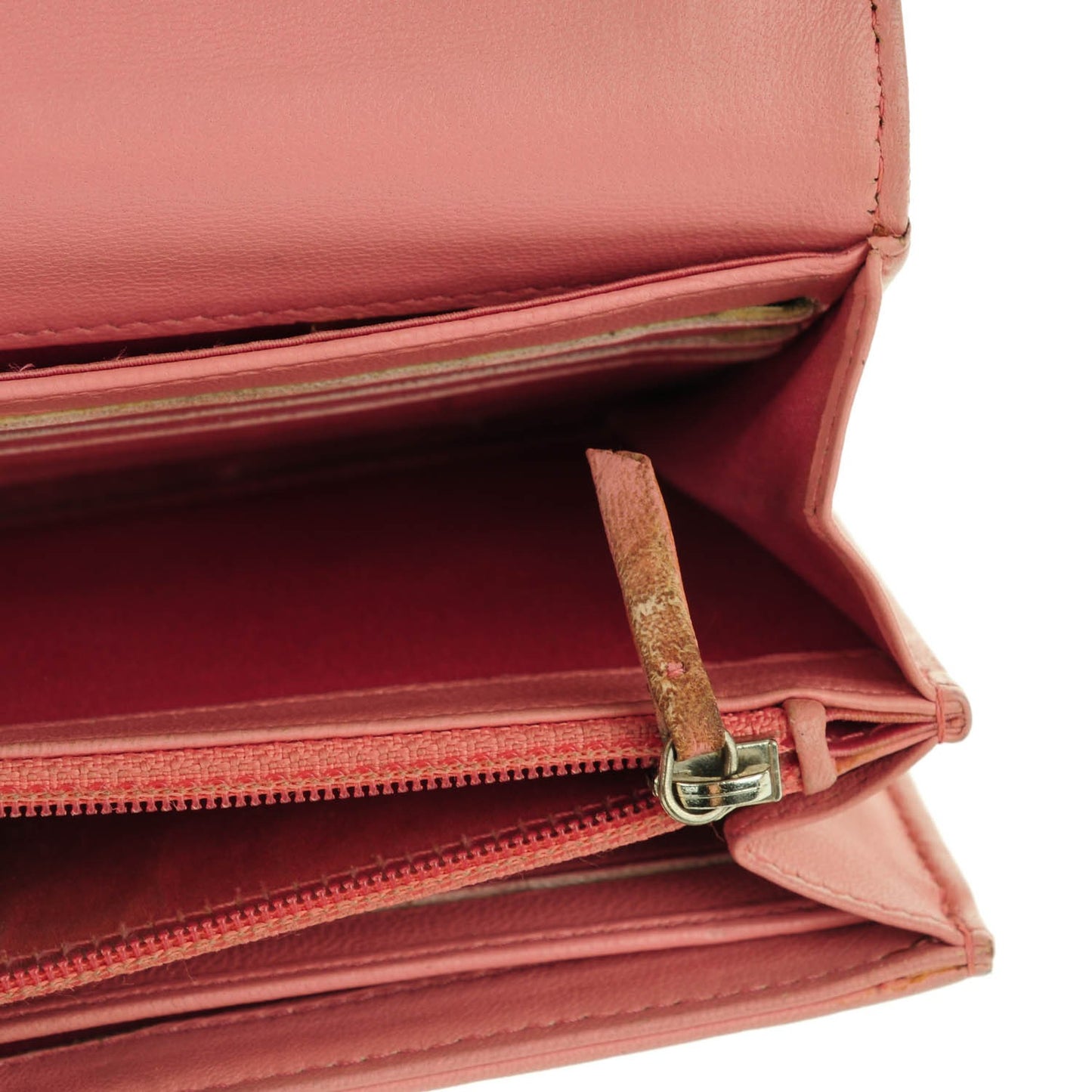Lambskin Embossed Camellia Large Gusset Flap Wallet Pink