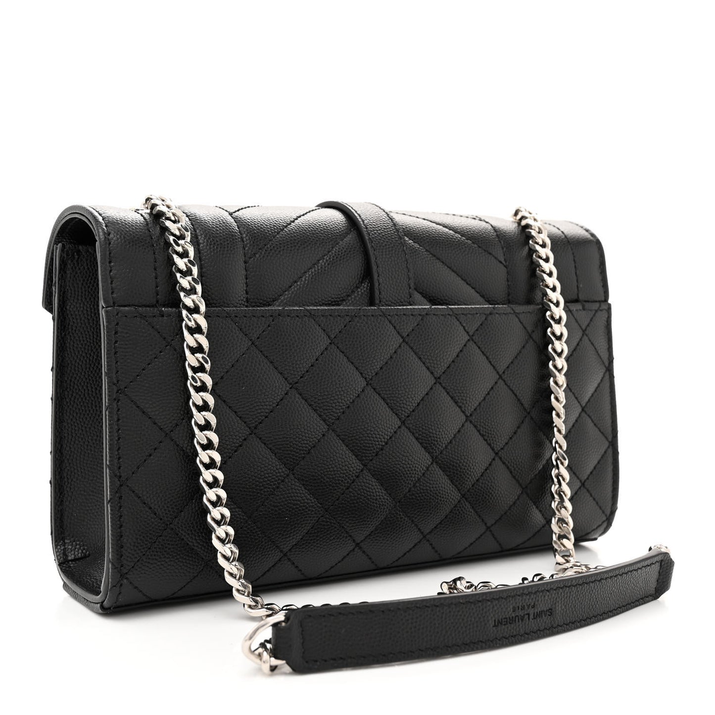 Grain De Poudre Textured Mixed Matelasse Triquilt Small Monogram Satchel Black