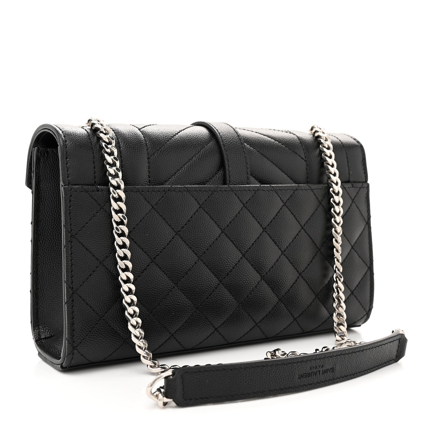 Saint Laurent Grain De Poudre Textured Mixed Matelasse Triquilt Small Monogram Satchel Black 3 of 10