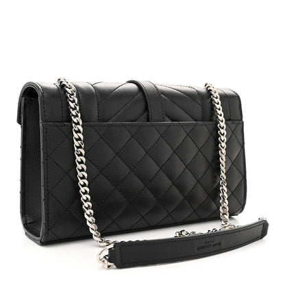 Saint Laurent Grain De Poudre Textured Mixed Matelasse Triquilt Small Monogram Satchel Black 3 of 10