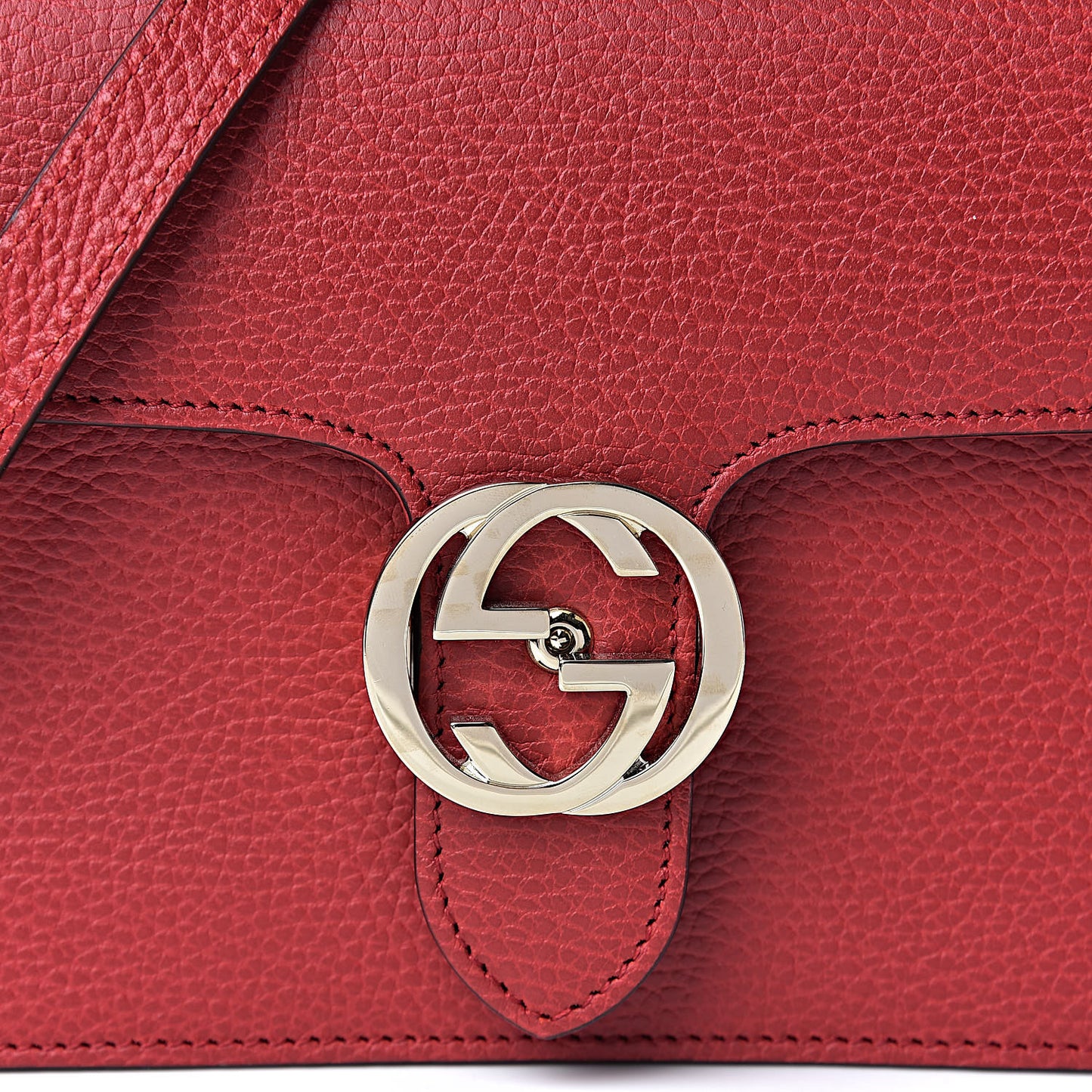 Dollar Calfskin Small Interlocking G Shoulder Bag Red