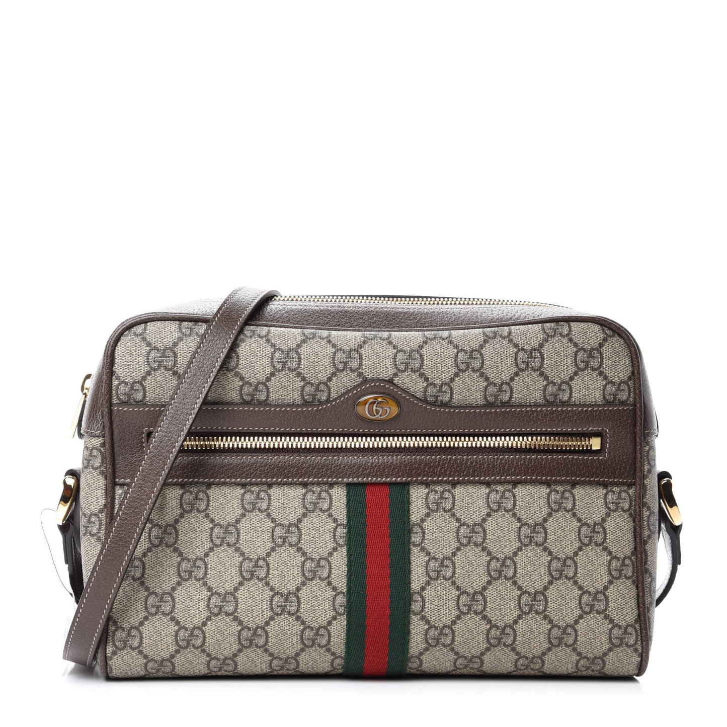 GG Supreme Monogram Web Small Ophidia Shoulder Bag Brown