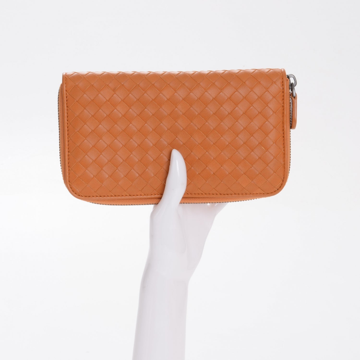 Bottega Veneta Nappa Intrecciato Zip Around Wallet Sunrise 2 of 9
