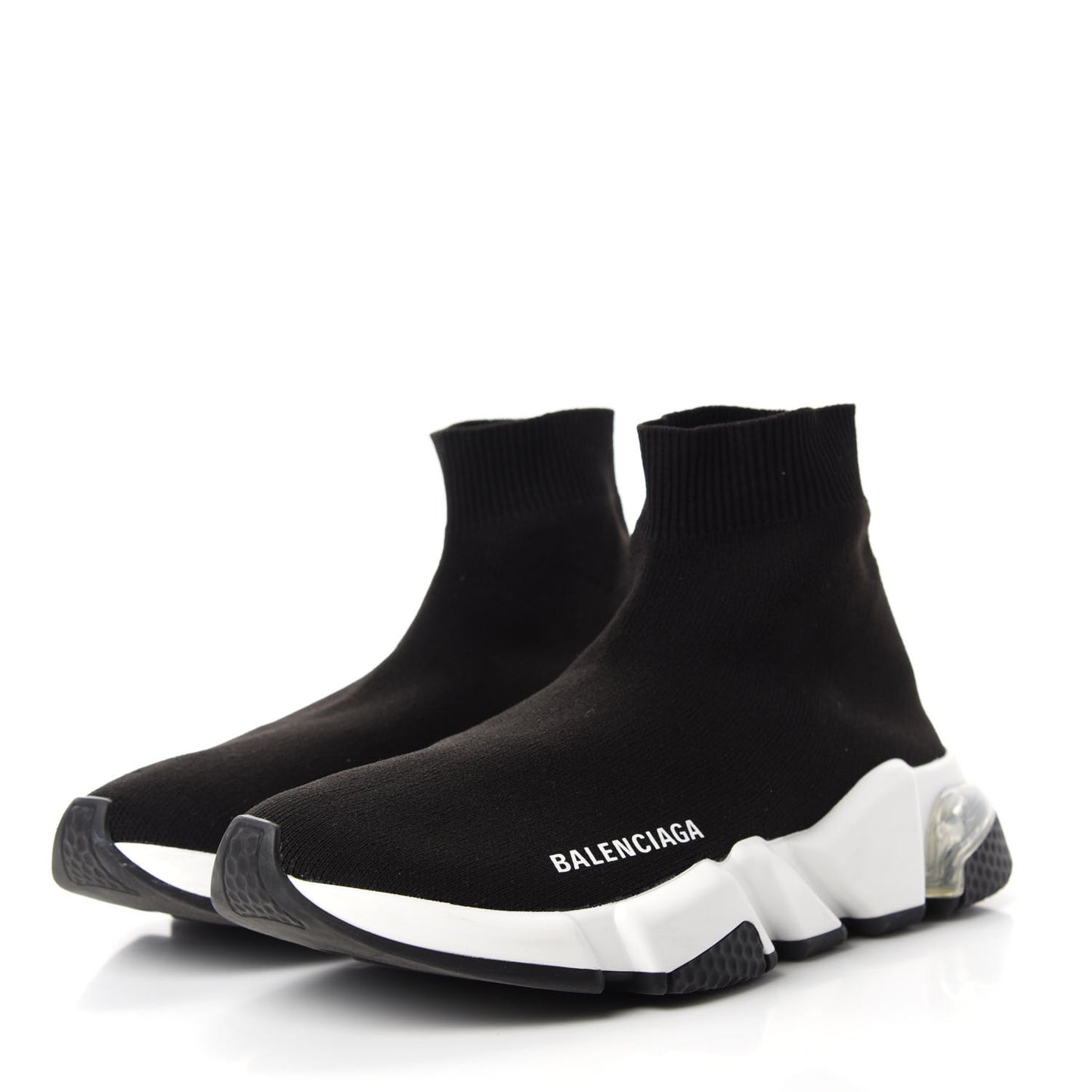 Neoprene Knit Womens Speed Clear Sole Sneakers 37 Black White
