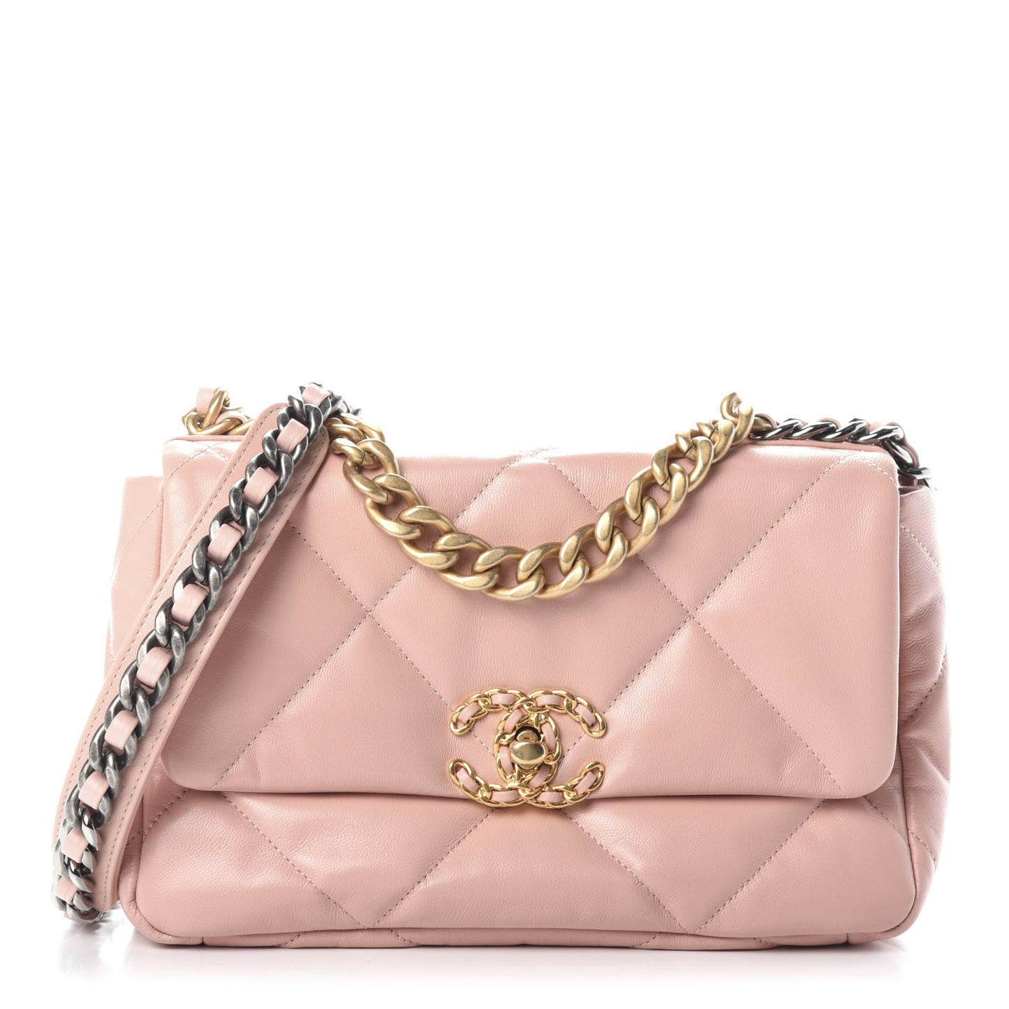 Goatskin Quilted Medium 19 Flap Light Pink