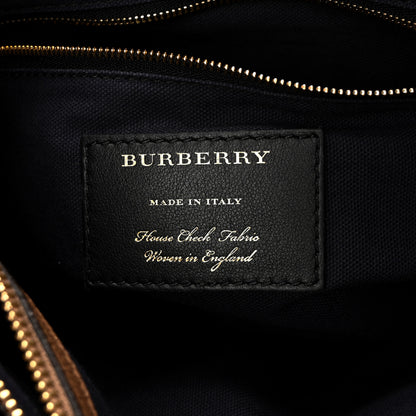 Burberry Grainy Calfskin House Check Medium Banner Tote Dark Sand 6 of 11