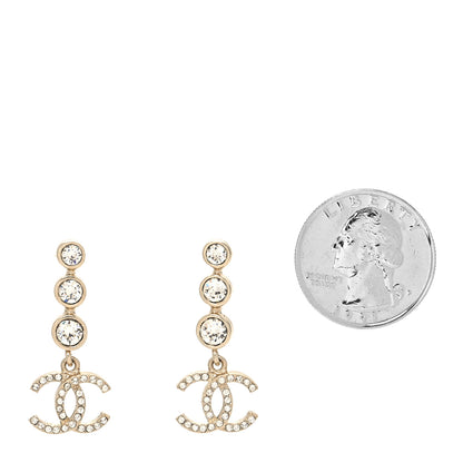 Chanel CC Crystal Drop Earrings Gold 2 of 4