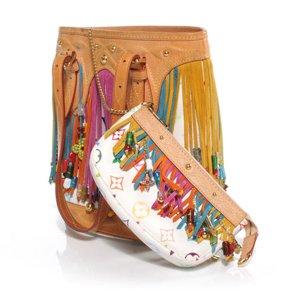 Louis Vuitton Monogram Multicolor Fringe Bucket White 5 of 8