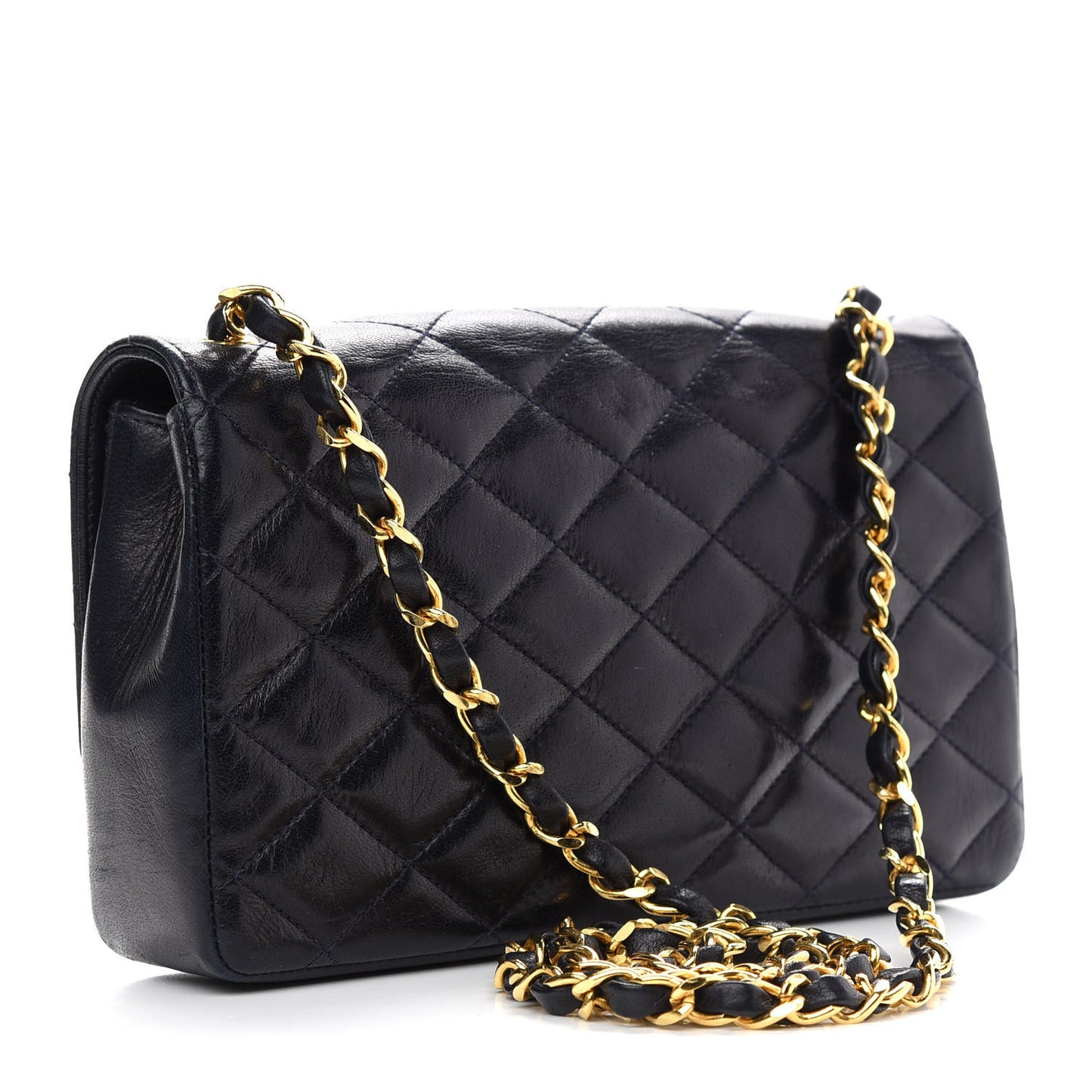 Lambskin Quilted Single Flap Black
