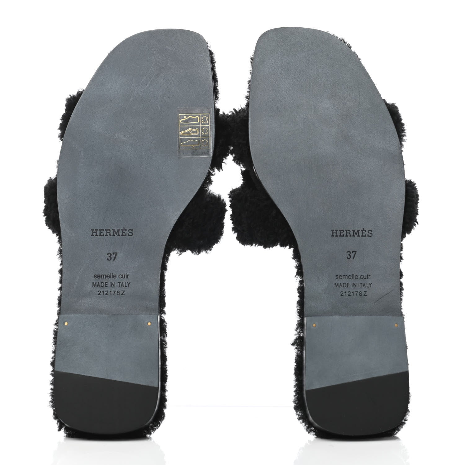 Hermes Woolskin Oran Sandals 37 Black 4 of 4