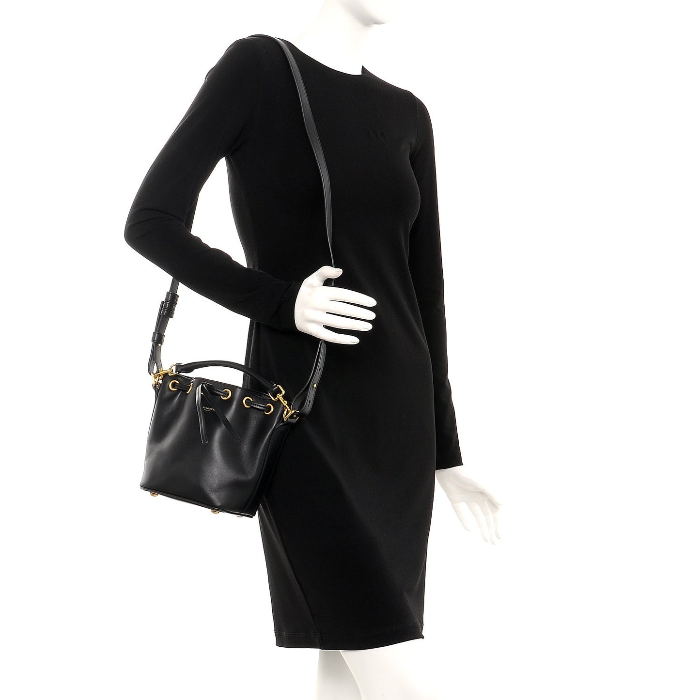 Calfskin Small Emmanuelle Bucket Bag Black