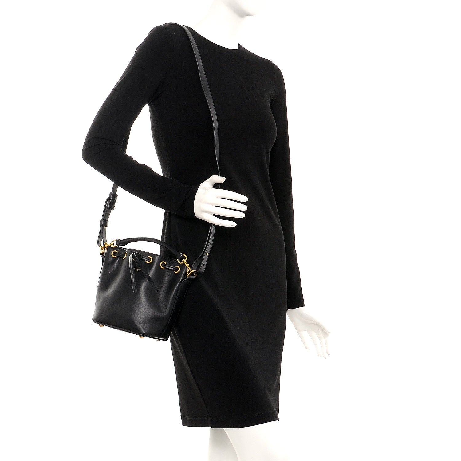 Saint Laurent Calfskin Small Emmanuelle Bucket Bag Black 2 of 8