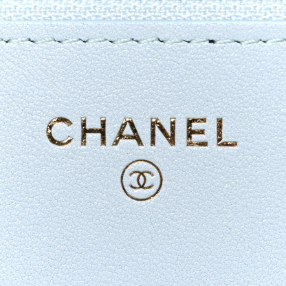 Chanel Lambskin Quilted Chanel 19 Wallet On Chain WOC Light Blue 6 of 11