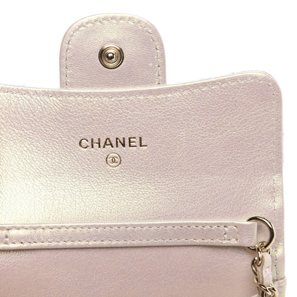 Chanel Iridescent Lambskin Quilted Flap Card Holder On Chain Ivory 6 of 9
