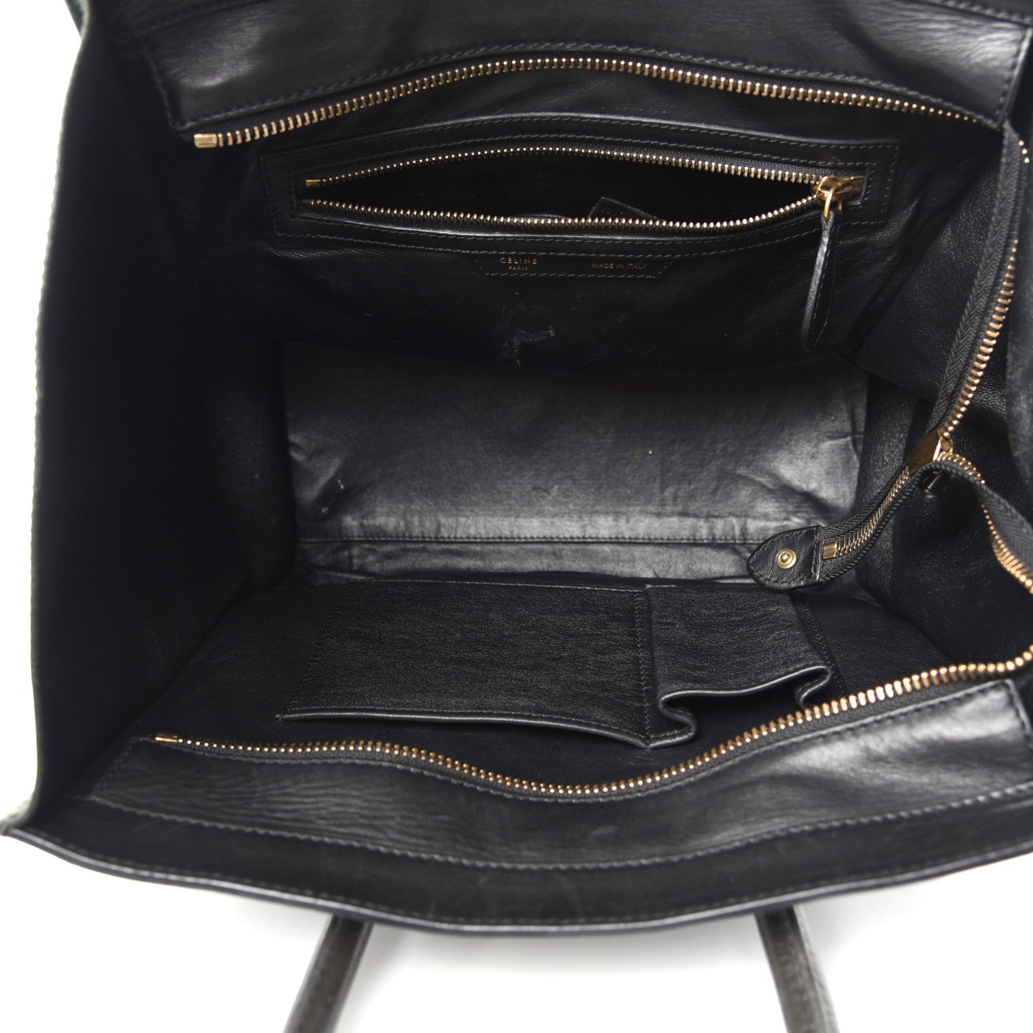 Celine Satin Calfskin Mini Bi-Color Luggage Bottle Green Black 5 of 10