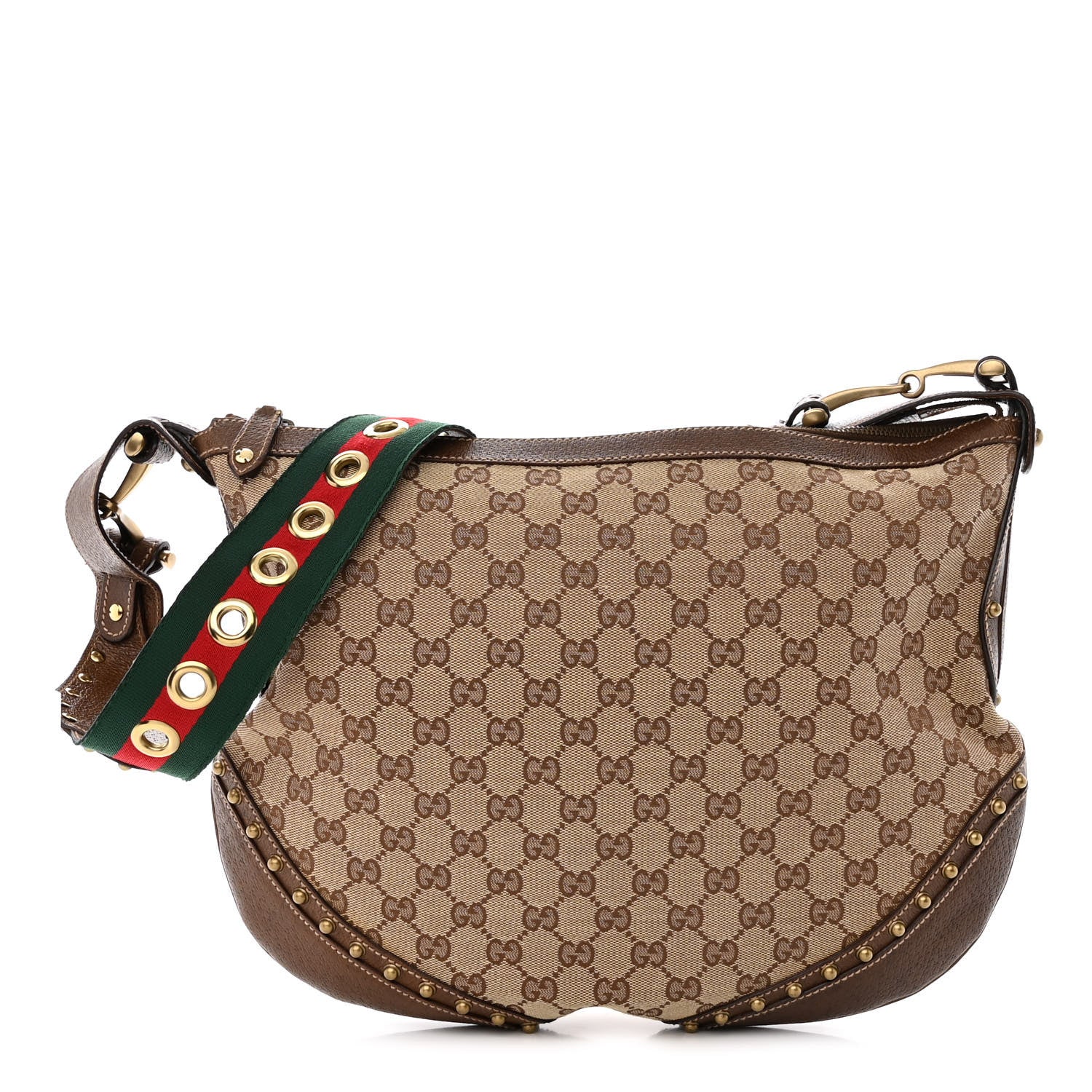 Gucci Monogram Pelham Studded Shoulder Bag Brown 1 of 10