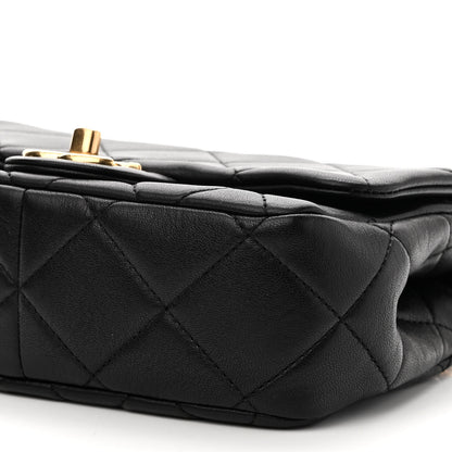 Chanel Lambskin Quilted Mini Logo Flap With Handle Black 10 of 11