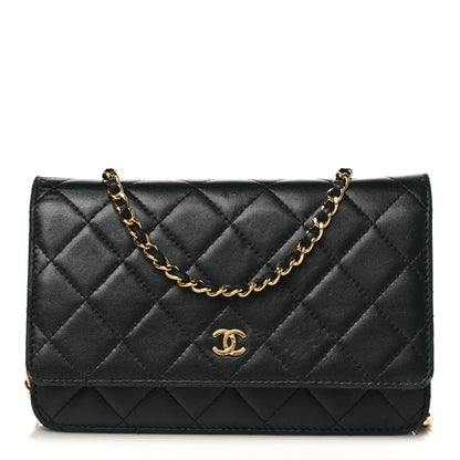Chanel Lambskin Quilted Wallet On Chain WOC Black 1 of 20