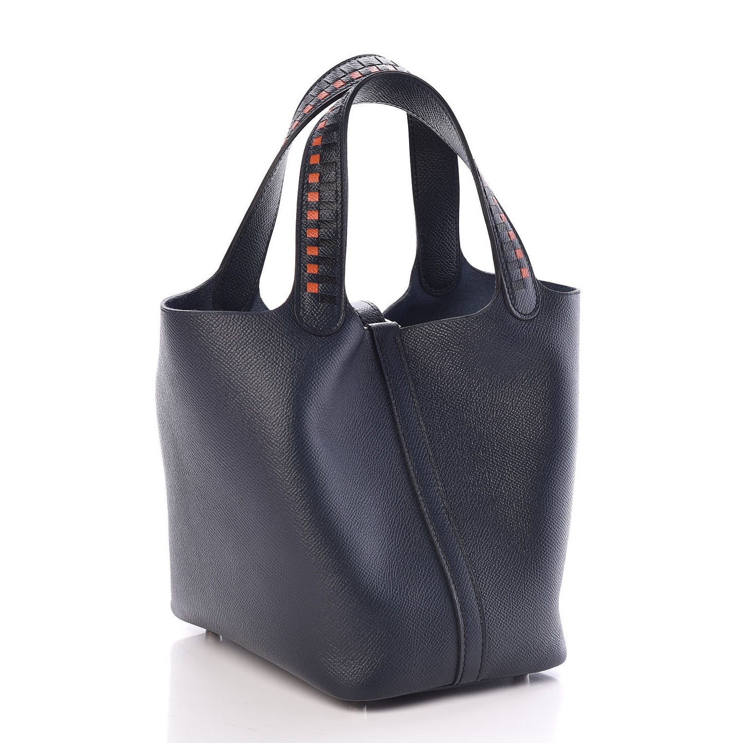 Epsom Tressage De Cuir Picotin Lock 18 PM Bleu Indigo Black Terre Battue