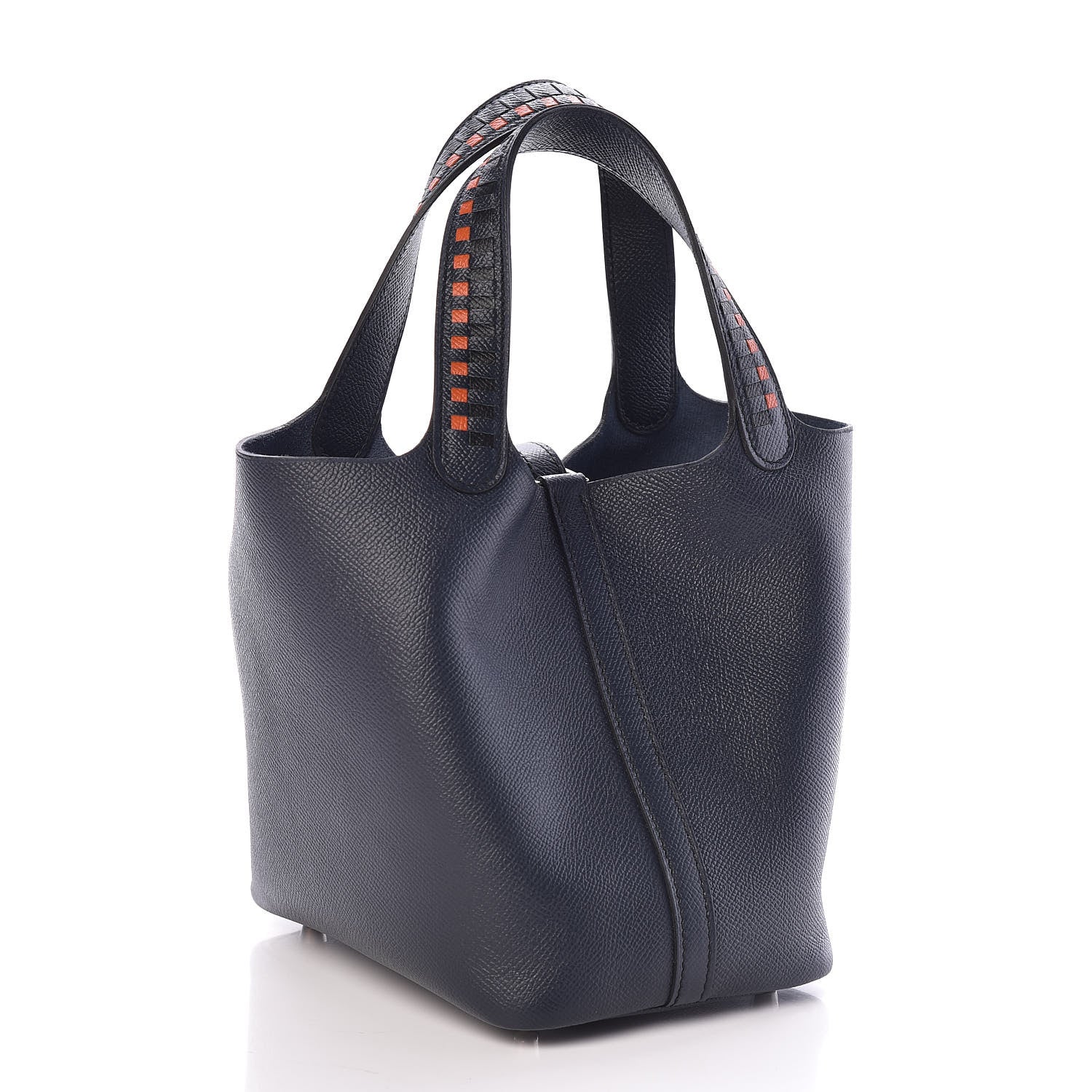 Hermes Epsom Tressage De Cuir Picotin Lock 18 PM Bleu Indigo Black Terre Battue 3 of 9