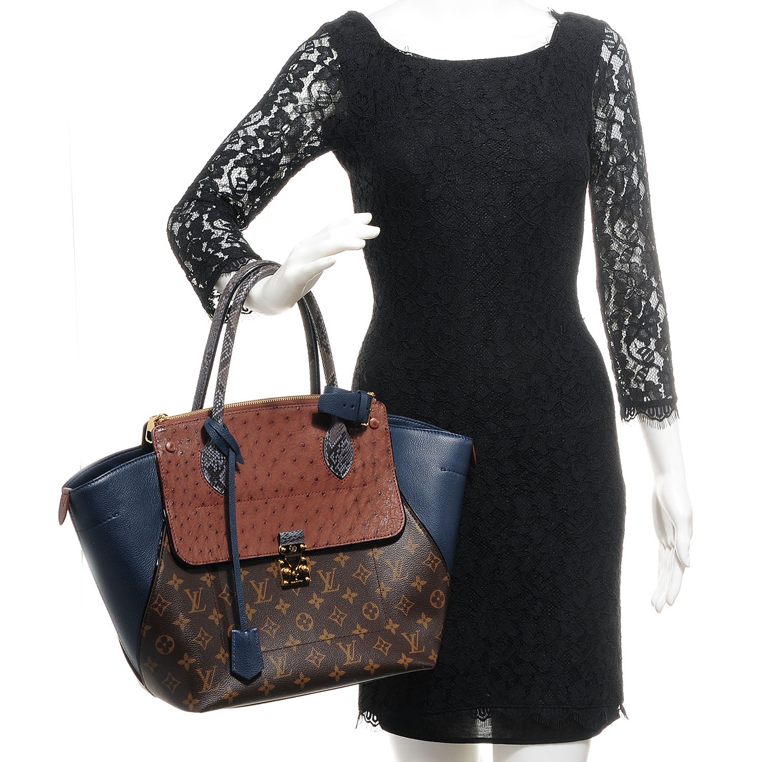 Louis Vuitton Ostrich Python Majestueux Tote MM Blue 2 of 7