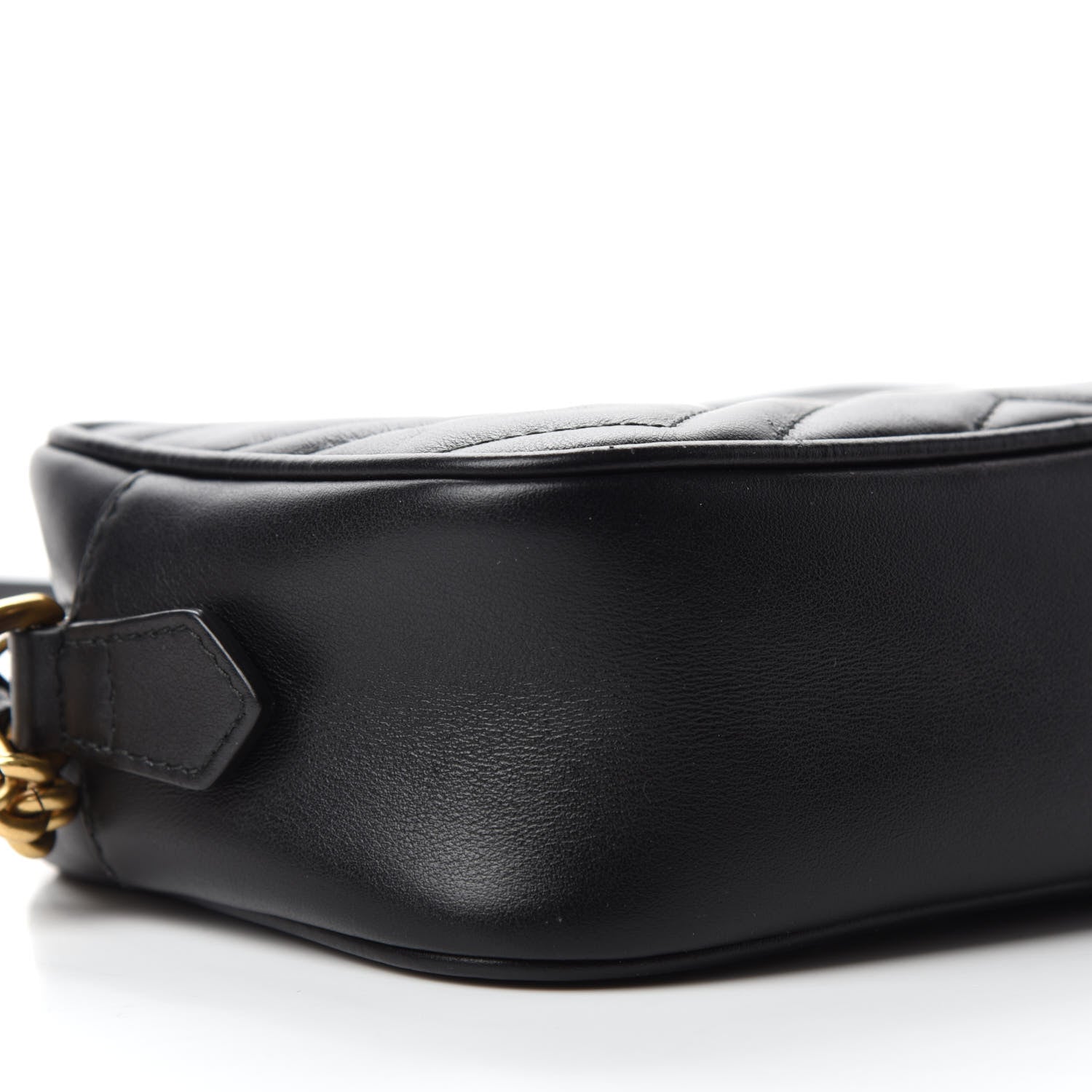 Gucci Calfskin Matelasse Mini GG Marmont Chain Shoulder Bag Black 6 of 12