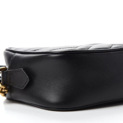 Gucci Calfskin Matelasse Mini GG Marmont Chain Shoulder Bag Black 6 of 12