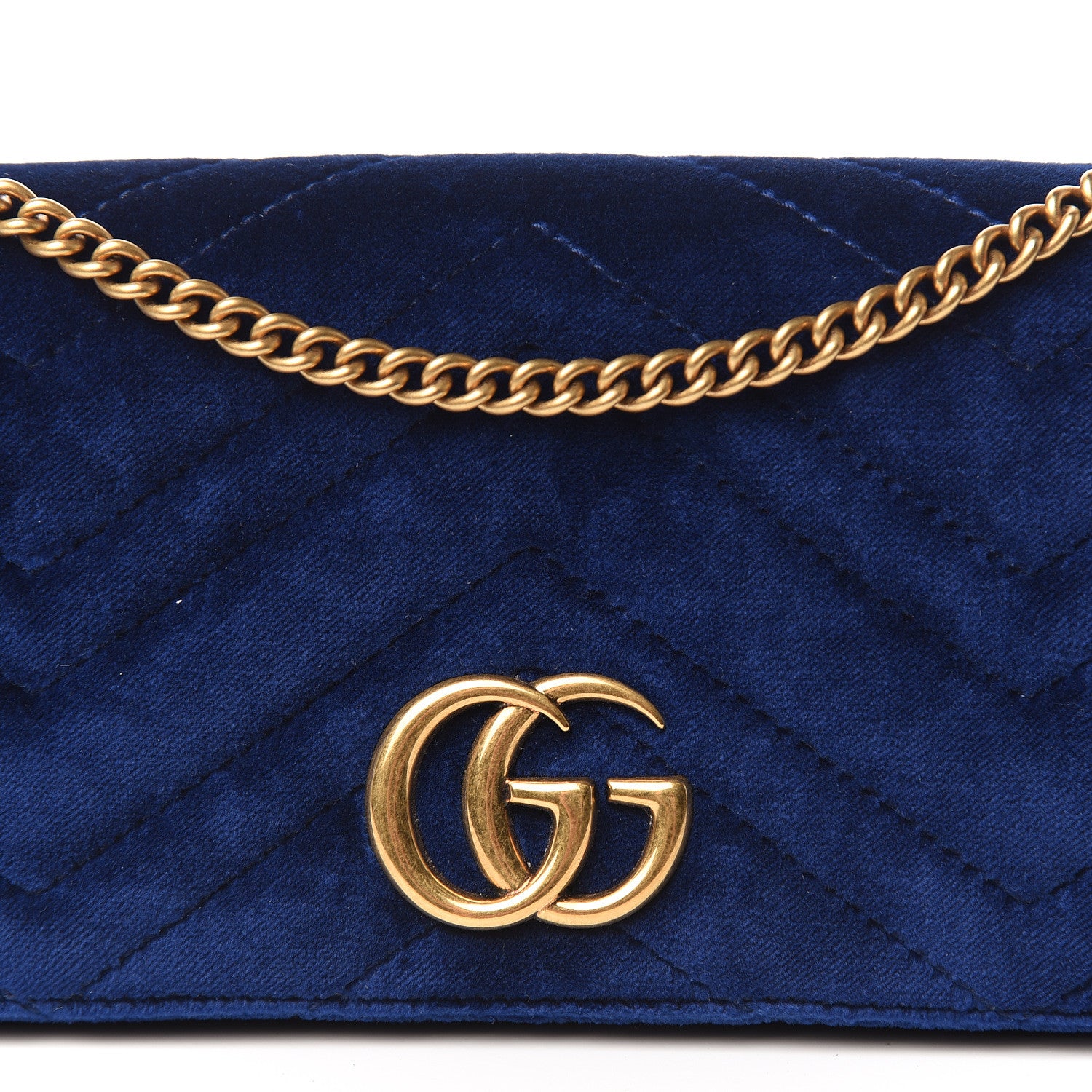 Gucci Velvet Matelasse GG Marmont Mini Bag Cobalt Blue 10 of 10