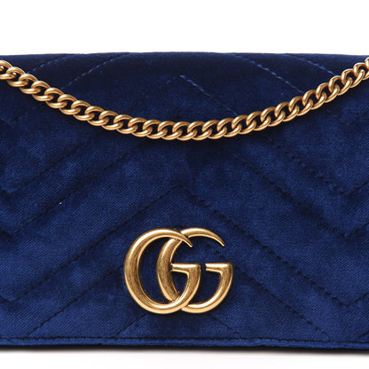 Gucci Velvet Matelasse GG Marmont Mini Bag Cobalt Blue 10 of 10