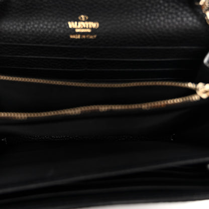 Valentino Garavani Pebbled Calfskin Rockstud Envelope Wallet on Chain Black 5 of 10