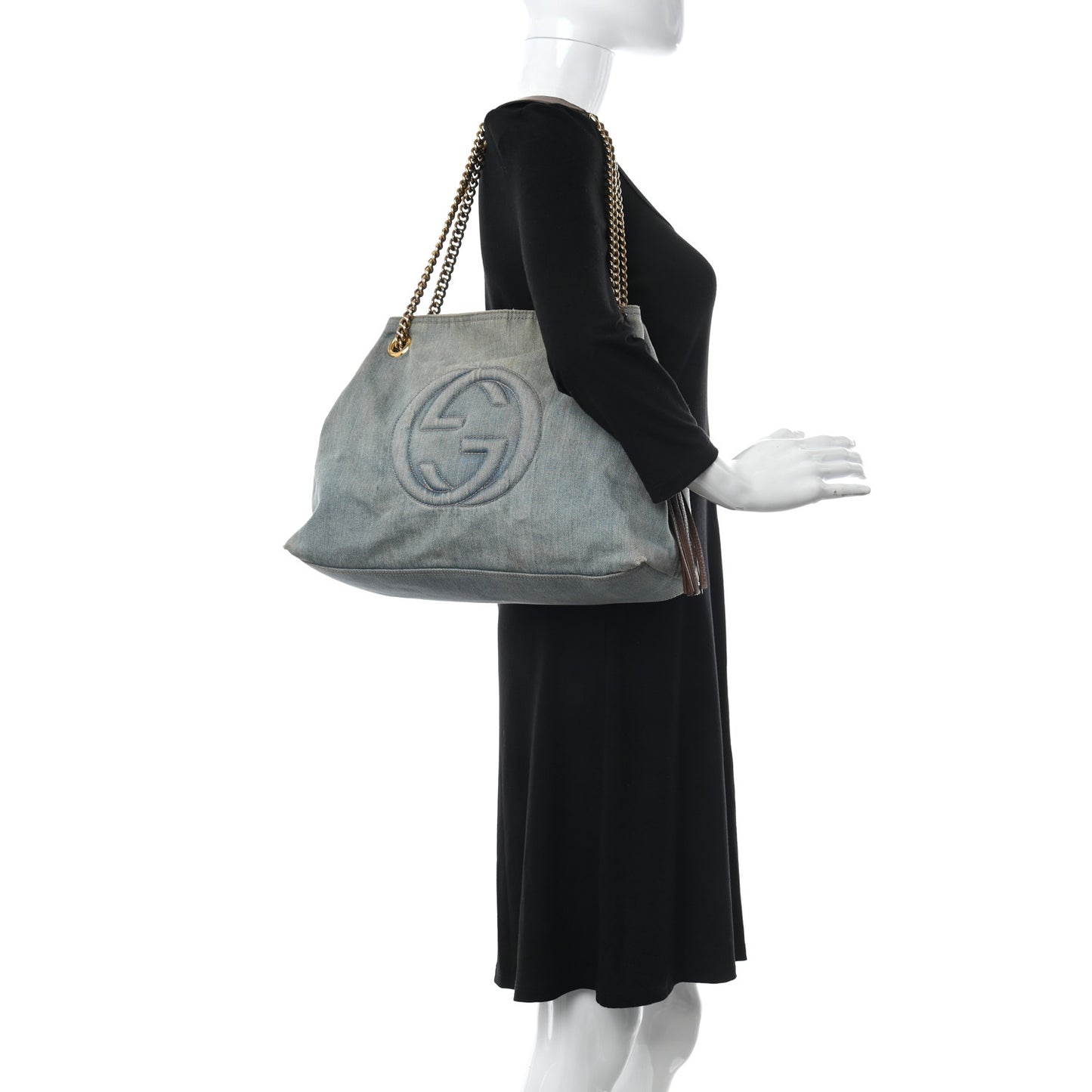 Denim Soho Chain Shoulder Bag Blue