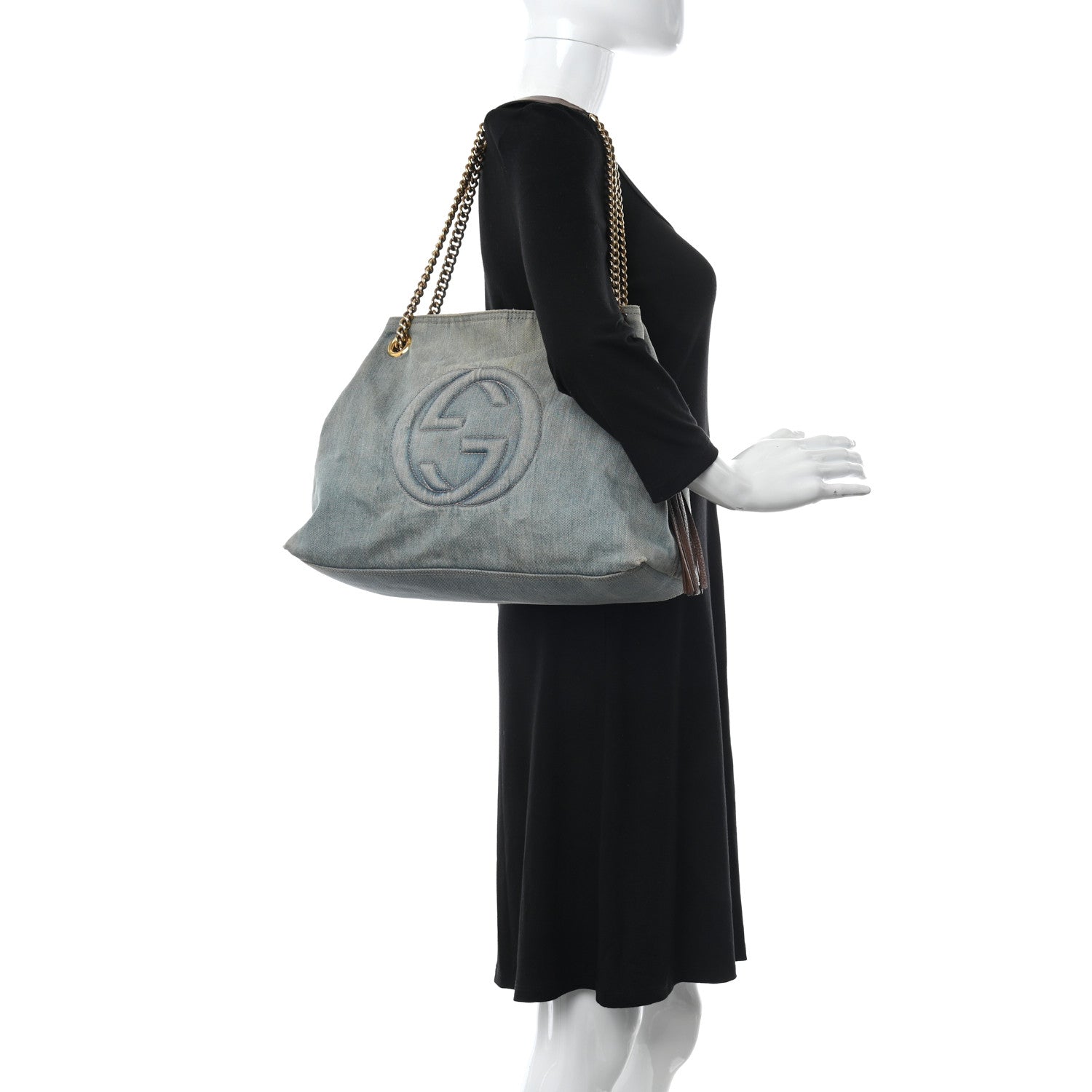 Gucci Denim Soho Chain Shoulder Bag Blue 2 of 18