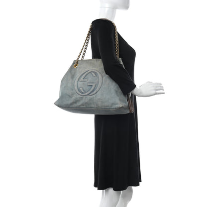 Gucci Denim Soho Chain Shoulder Bag Blue 2 of 18