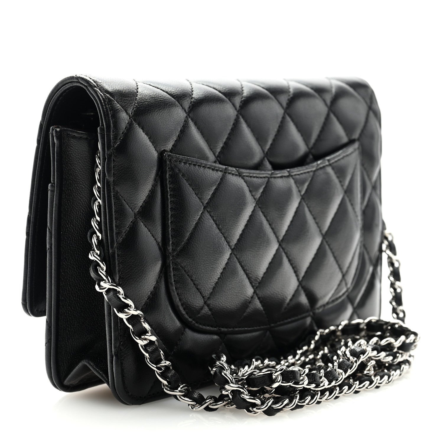 Chanel Lambskin Quilted Wallet On Chain WOC Black 3 of 9