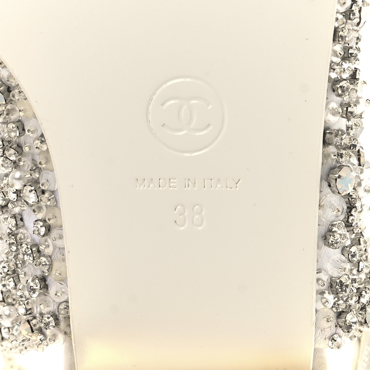 Chanel Satin Crystal Lambskin Grossgrain Bow CC Slingback Flats 38 White Black 8 of 10