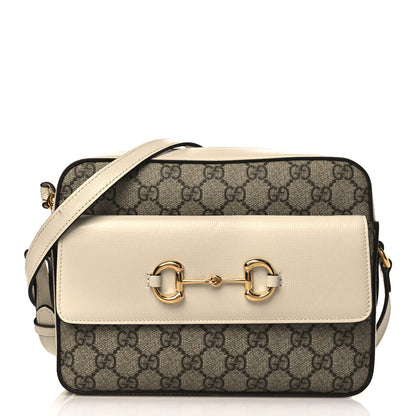 Gucci GG Supreme Monogram Small Horsebit 1955 Shoulder Bag Beige Mystic White 1 of 10