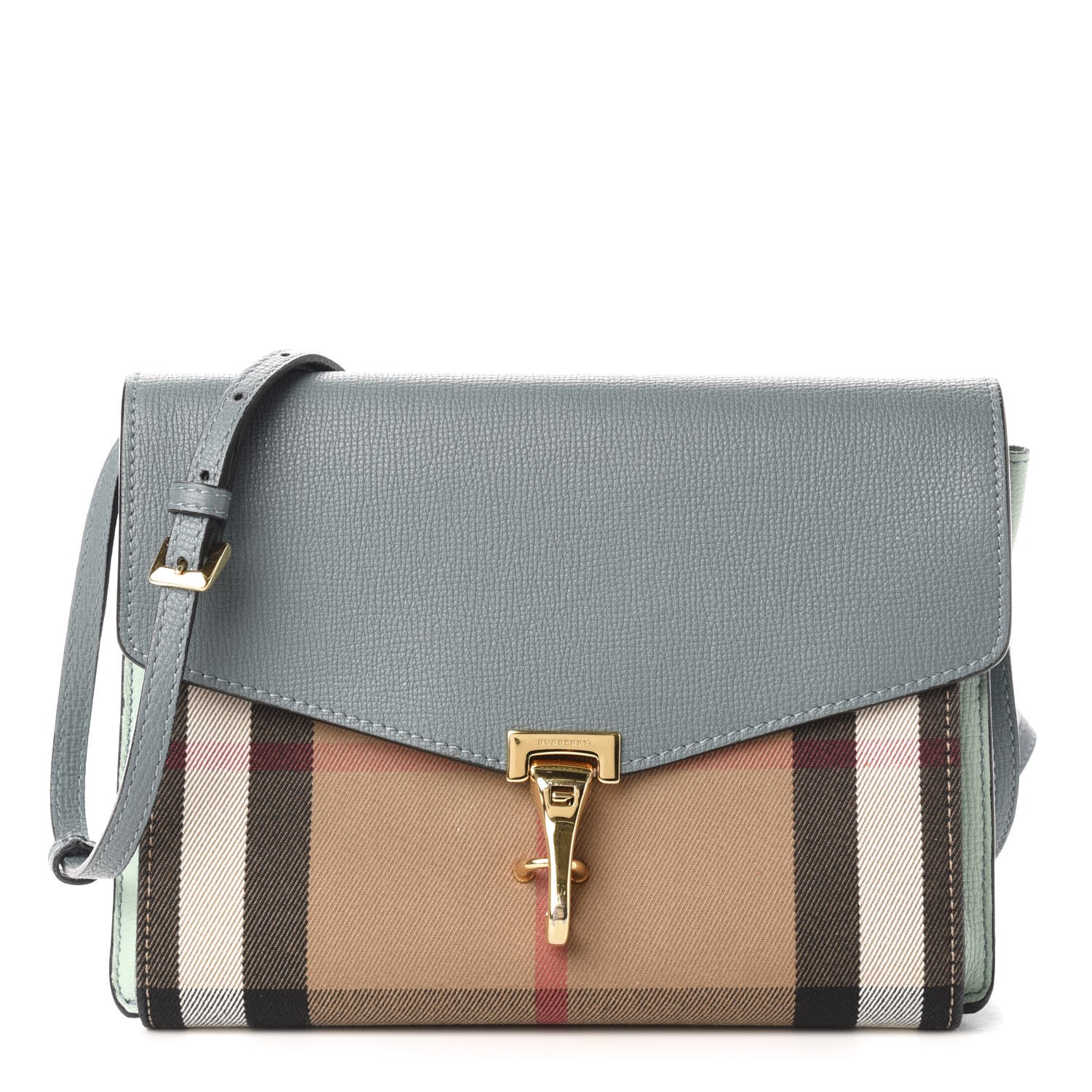 Burberry Grainy Calfskin House Check Small Macken Crossbody Bag Celadon Blue 1 of 11