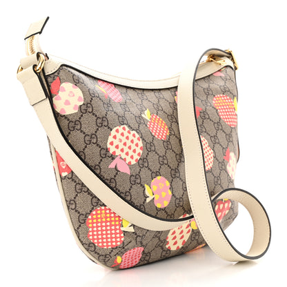 Gucci GG Supreme Monogram Les Pommes Small Ophidia Half Moon Hobo Beige Multicolor Mystic White 3 of 12
