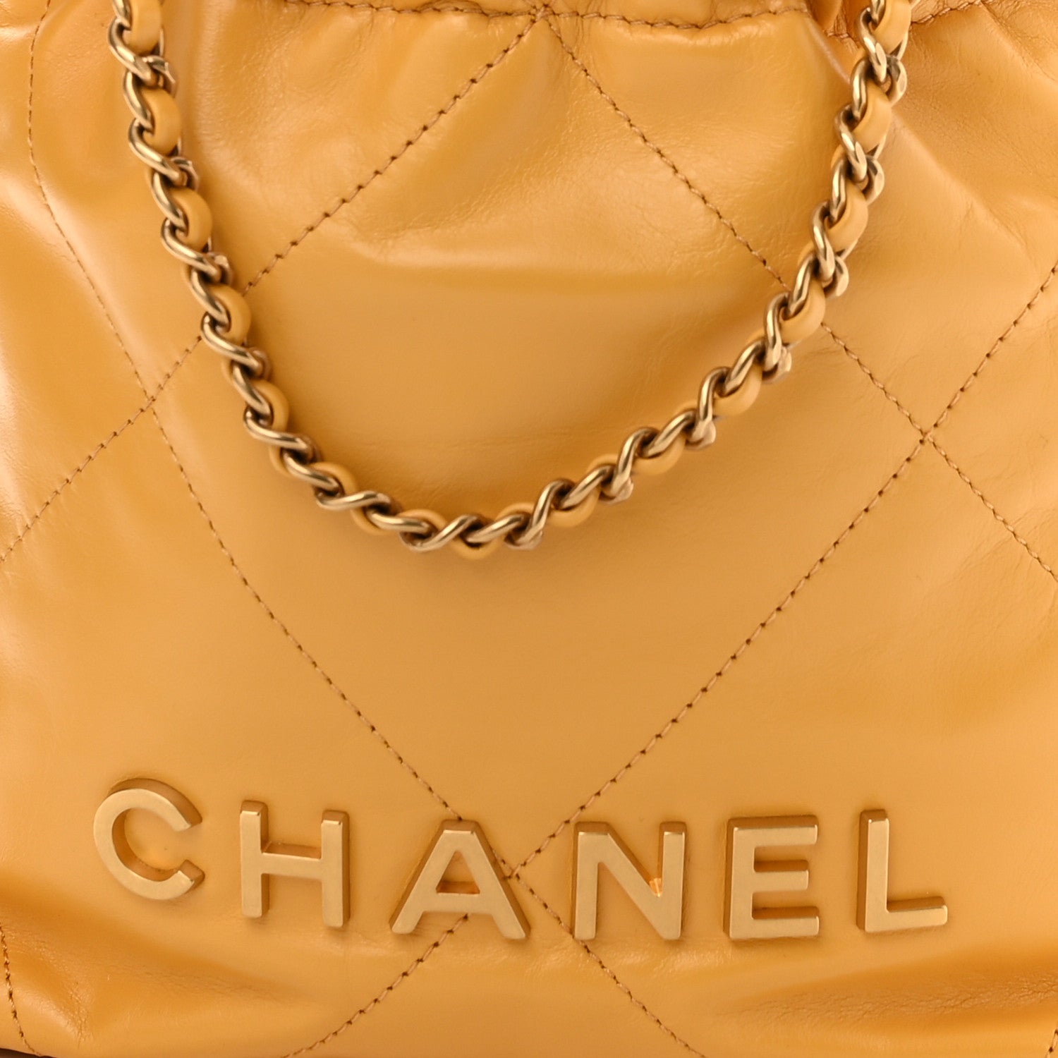 Chanel Shiny Calfskin Quilted Mini Chanel 22 Yellow 8 of 10