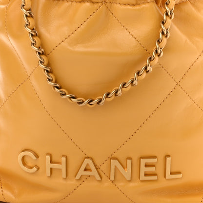 Chanel Shiny Calfskin Quilted Mini Chanel 22 Yellow 8 of 10